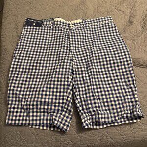 NEW *Polo Ralph Lauren Suffield Shorts Mens Size 38 *Blue & White Gingham Check